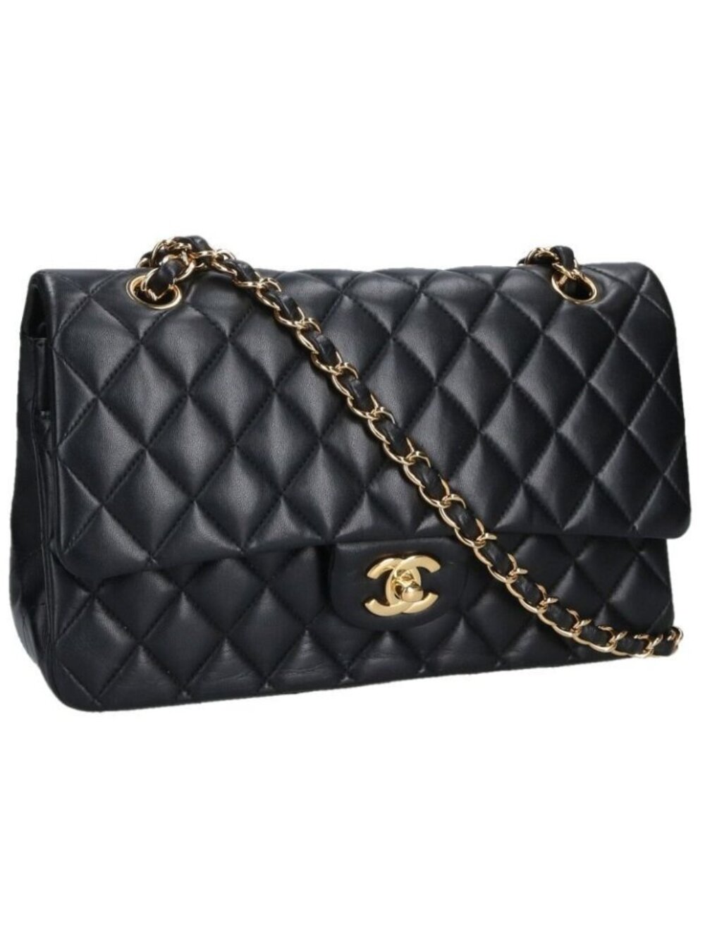 Chanel Quilted 25 Lambskin Double Flap Chain Shoulder Bag 25